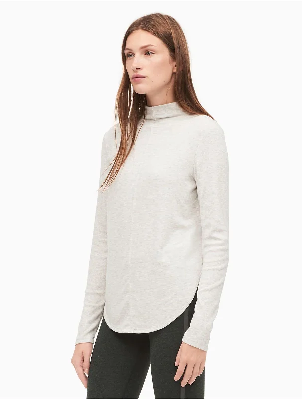 Calvin Klein Performance Women's Mock-Neck Long Sleeve Top, Grey, M